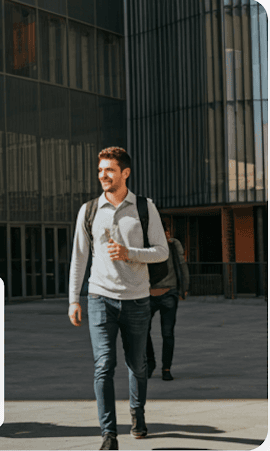 Students walking across a California university campus.